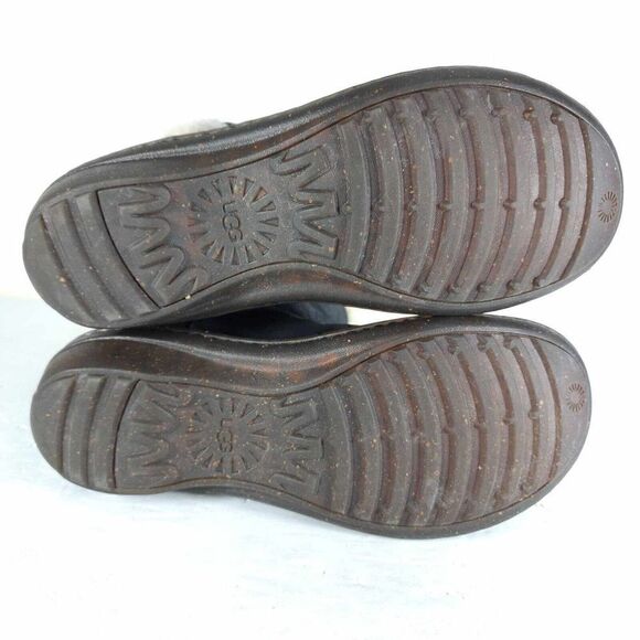 UGG Women's Akadia US 7 Black Leather Sheepskin Shearling Mid Calf Winter Boots - Picture 11 of 12